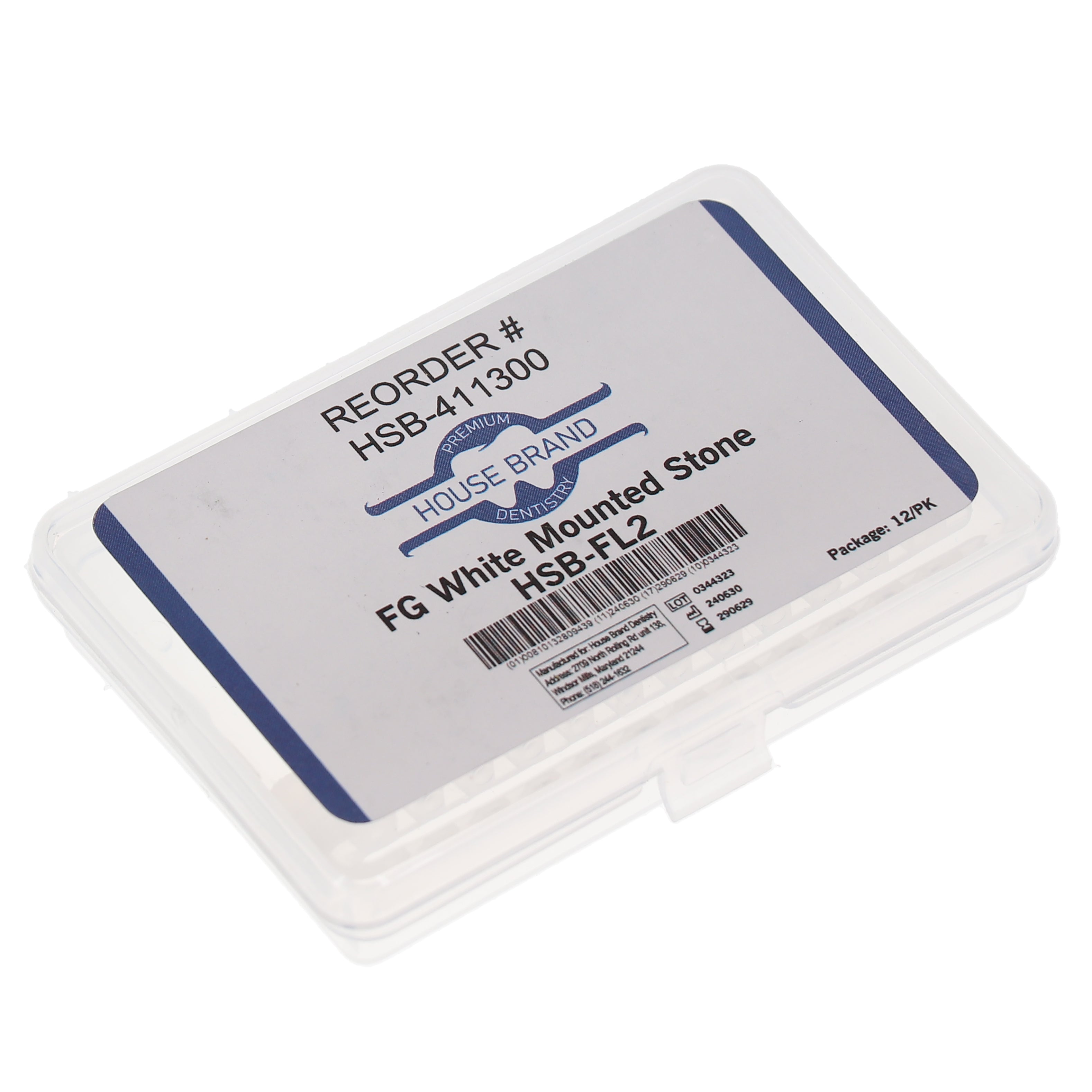 House Brand Dentistry 411300 HSB FG Flame White Mounted Finishing Stone FL2 12/Pk House Brand Dentistry 411300 HSB FG Flame White Mounted Finishing Stone FL2 12/Pk